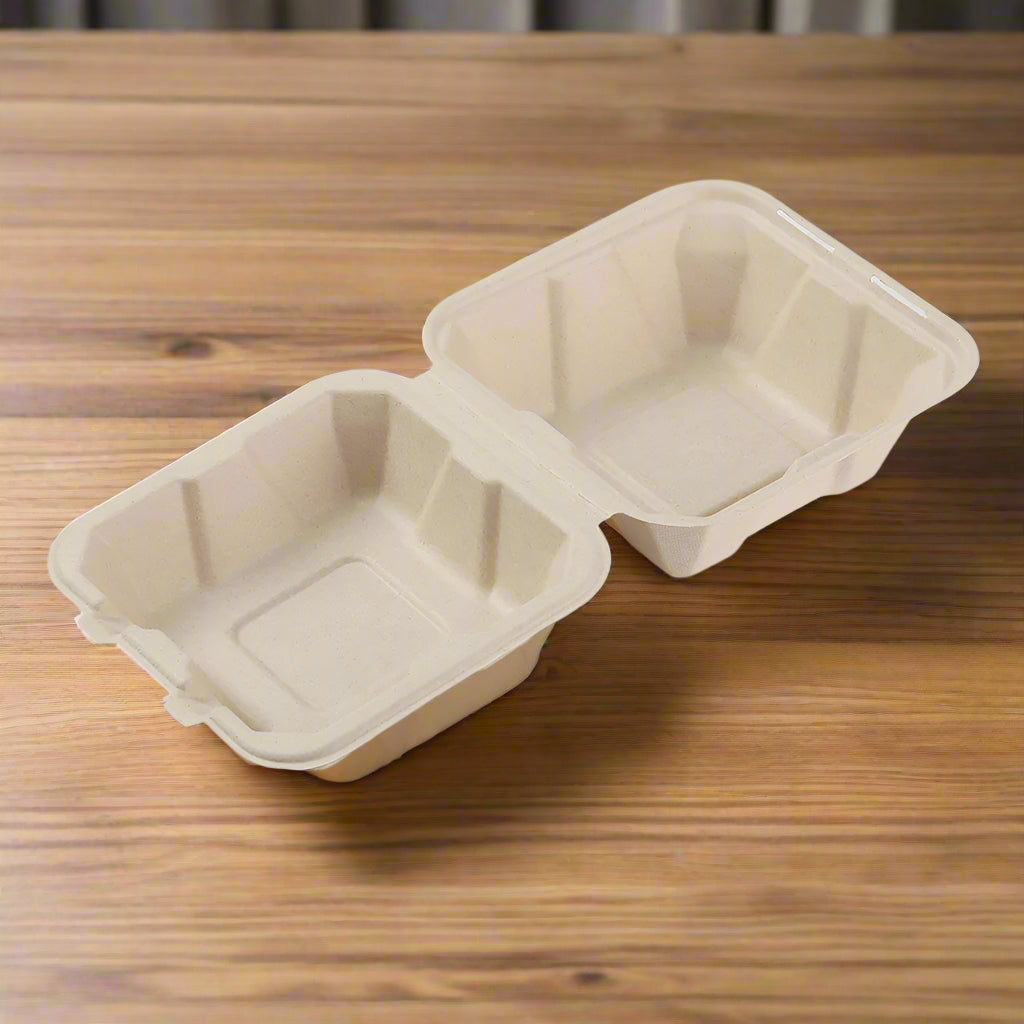 6" x 9" x 3" Disposable Bamboo Takeout Containers - 50 Containers