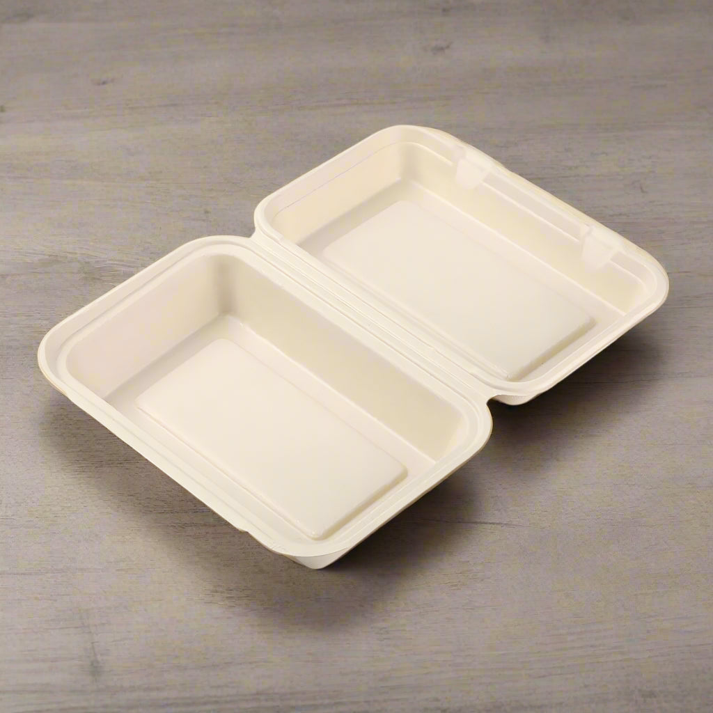 6" x 9" x 3" Disposable Bamboo Takeout Containers - 50 Containers