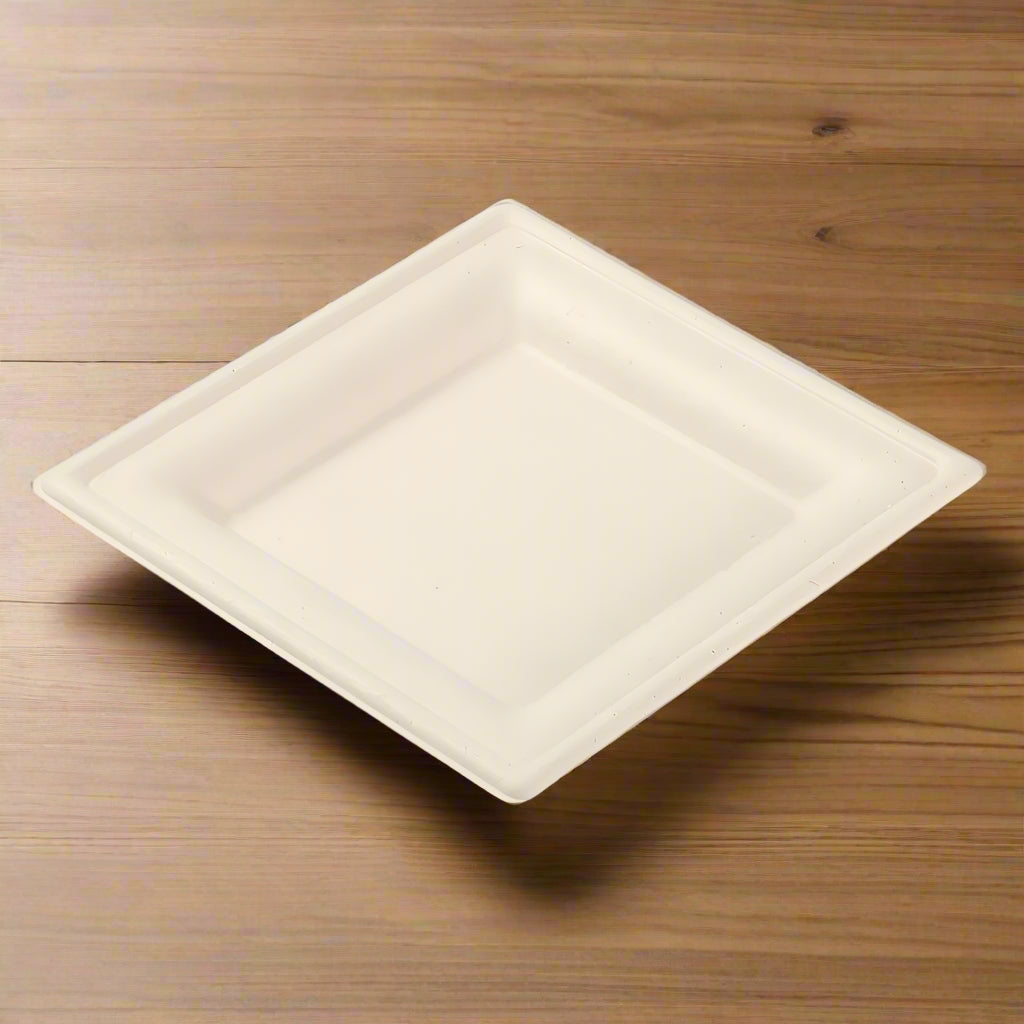 6.5" Disposable Bamboo Square Plates - 50 Plates