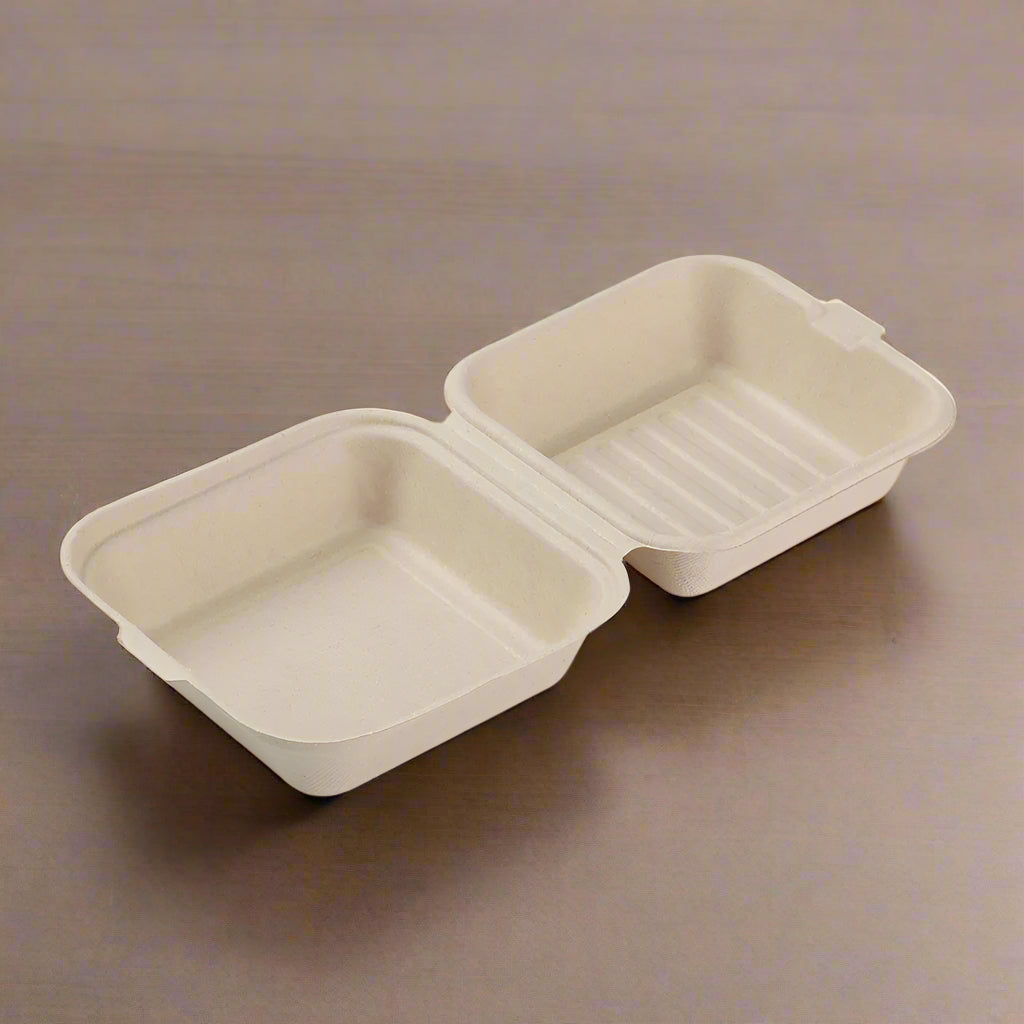 6" x 6" x 3" Bamboo Sandwich Take-Out Containers - 500 Containers