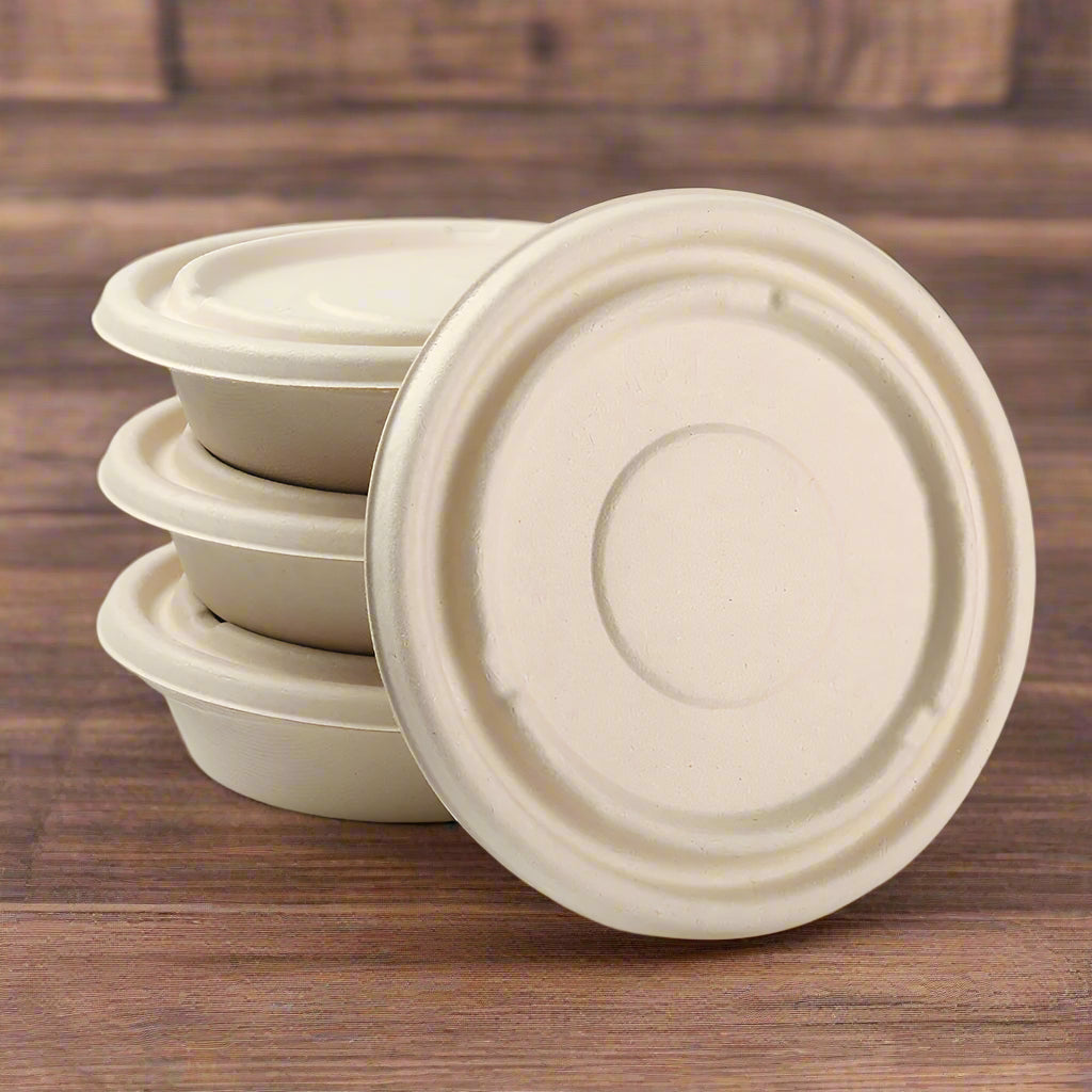 32oz Disposable Bamboo Round Lids - 50 Lids