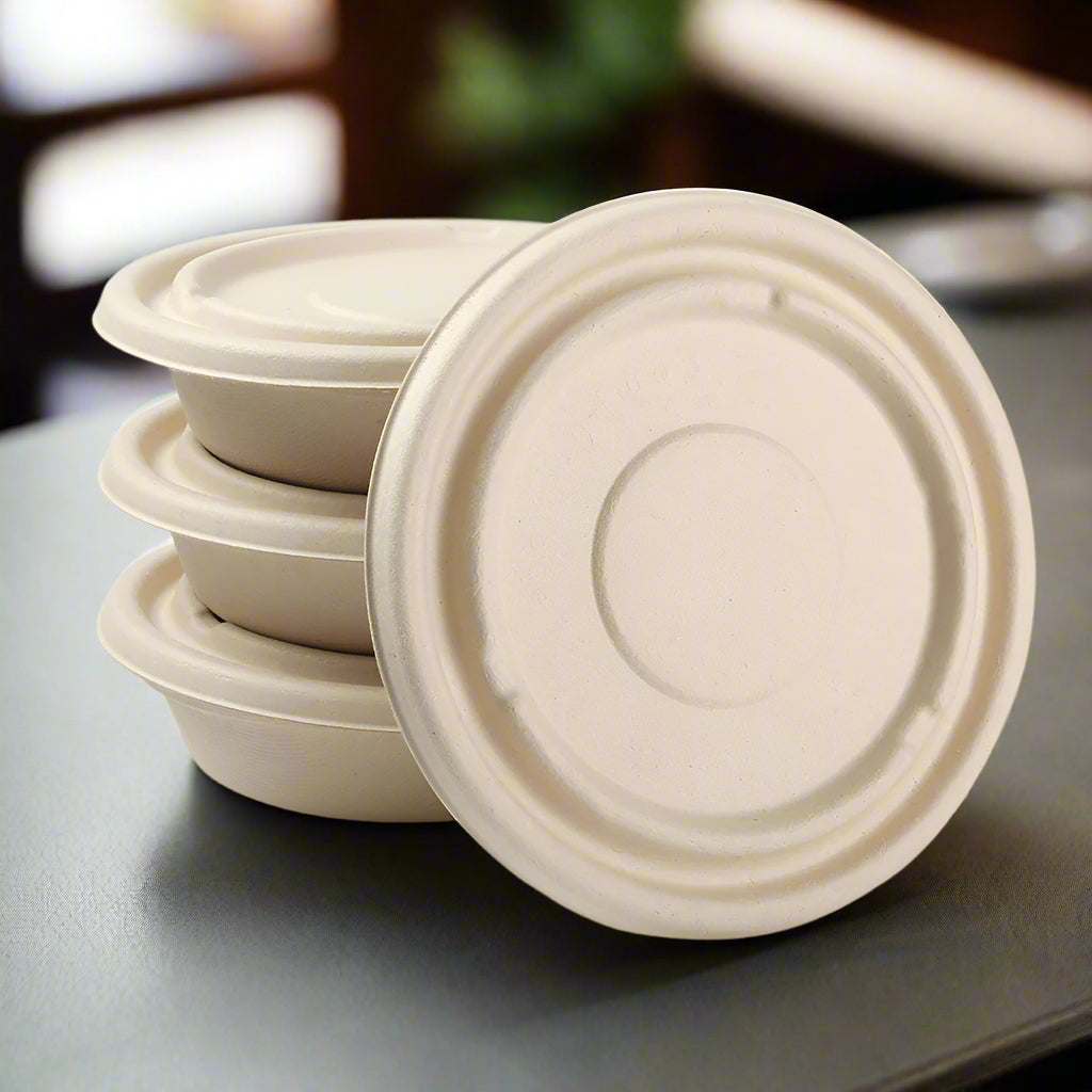 2 oz Disposable Bamboo Soufflé/Condiment Cups with Lids - 2,000 Cups/ Lids