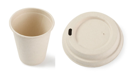 12 oz Disposable Bamboo Cups with Lids - 1,000 Cups/Lids