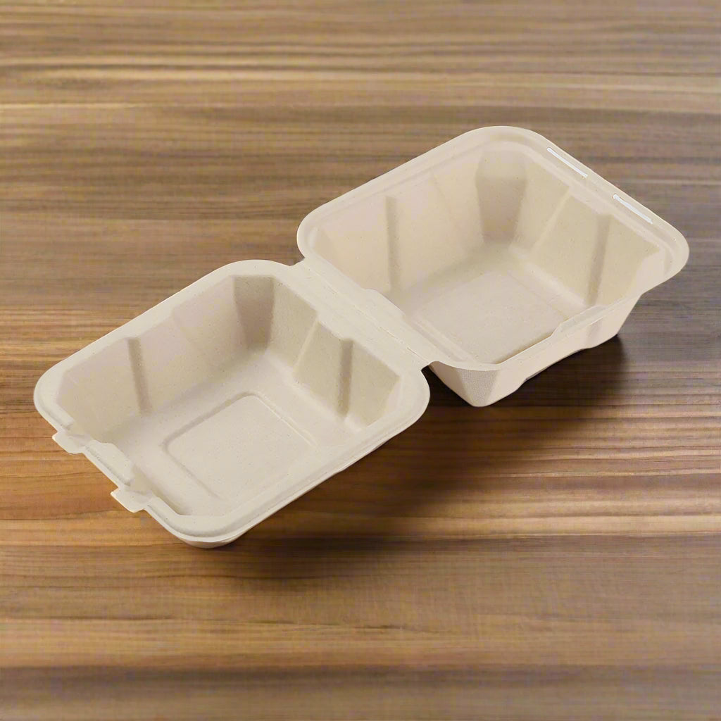9" x 9" x 3" Bamboo Take-Out Containers - 50 Containers