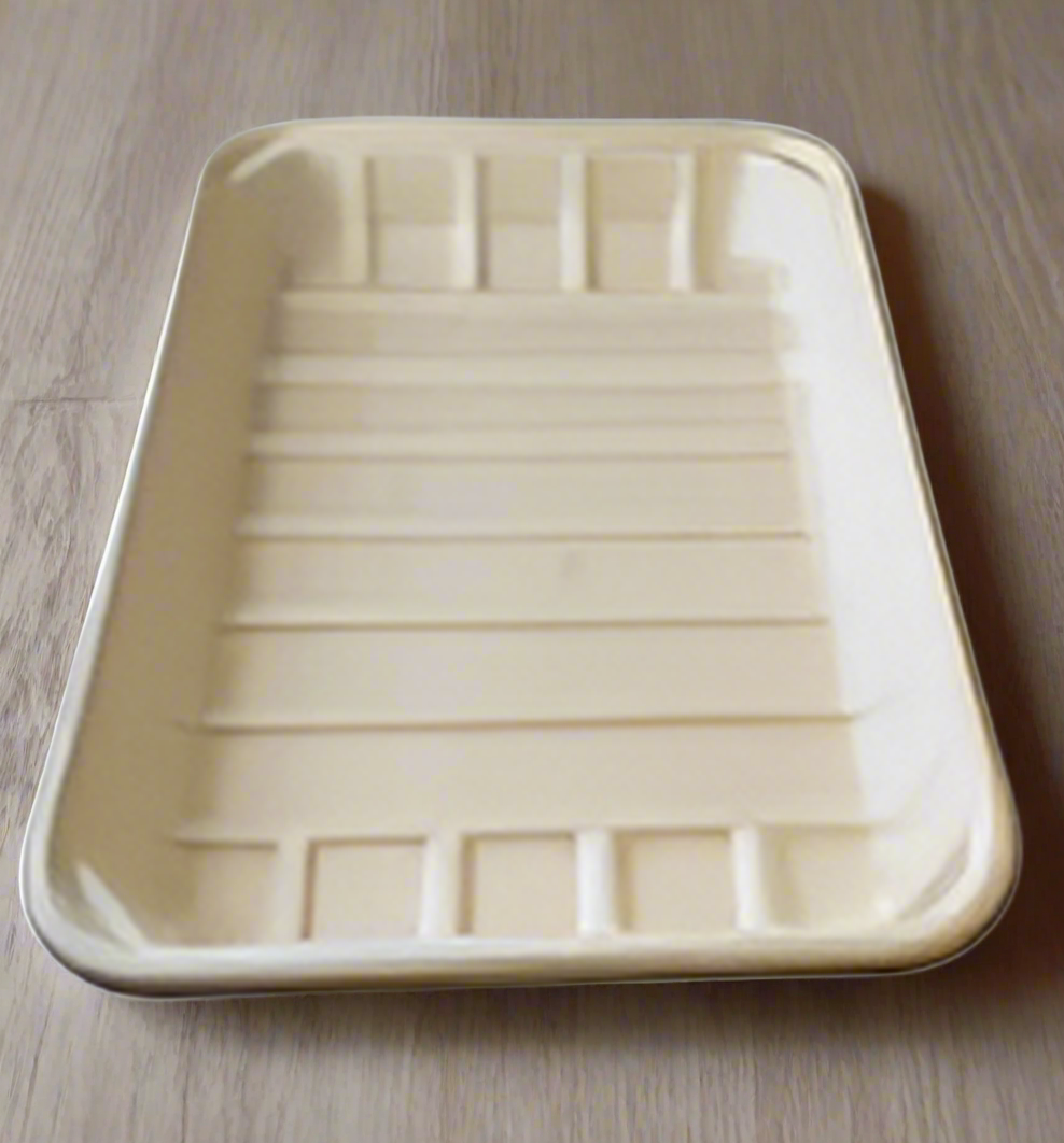 8" x 5" Disposable Bamboo Rectangular Serving Tray - 50 Trays